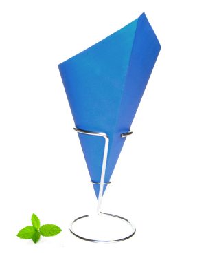 Puntzak papier, blauwe frietzak