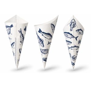 Puntzak vissen, frietzak of patatzak met vissen patroon