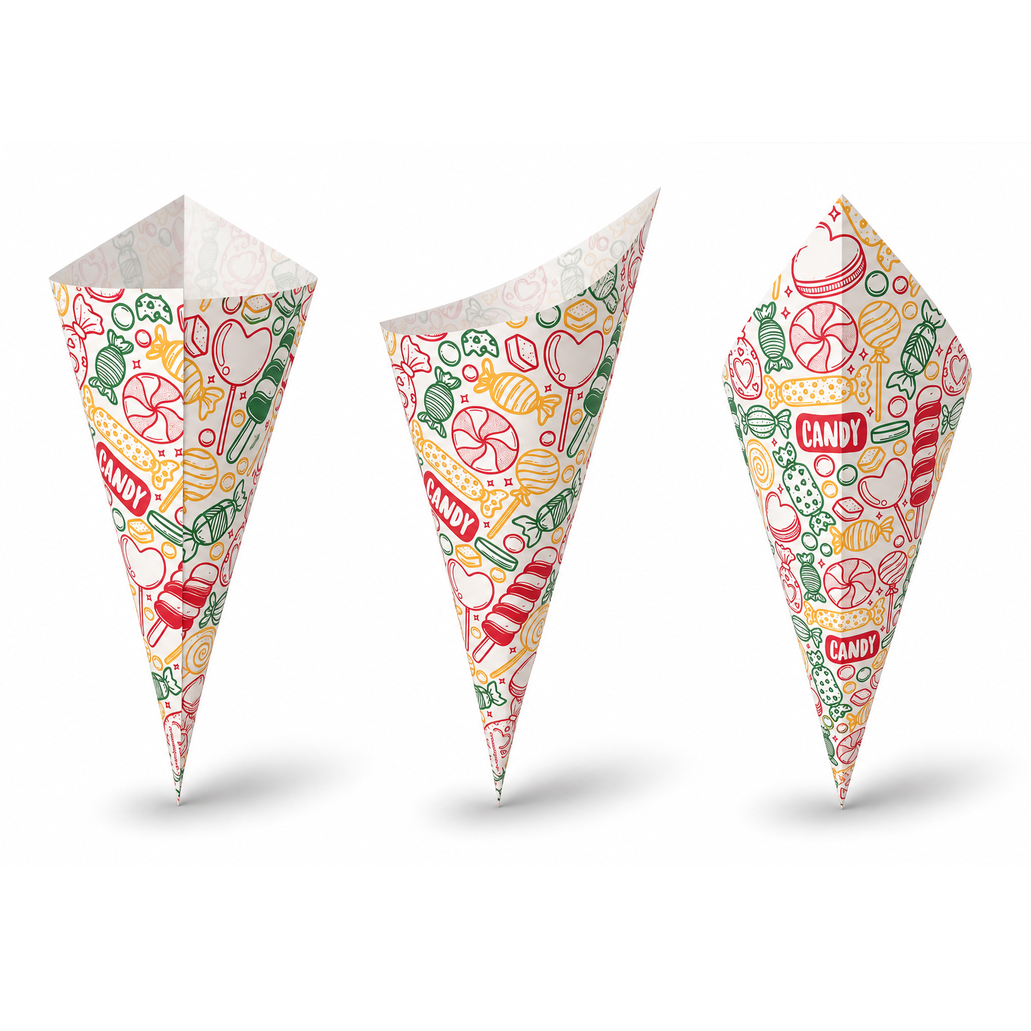 Paper Chip Cone Candy Print 40 cones